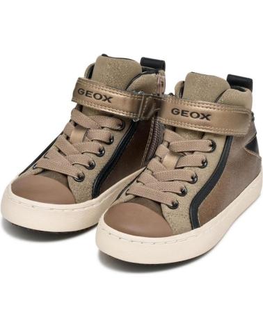 GEOX KALISPERA J C0533 - SNEAKERS ALTE CON ELASTICO E VELCRO, BRONZO-BEIGE C0533