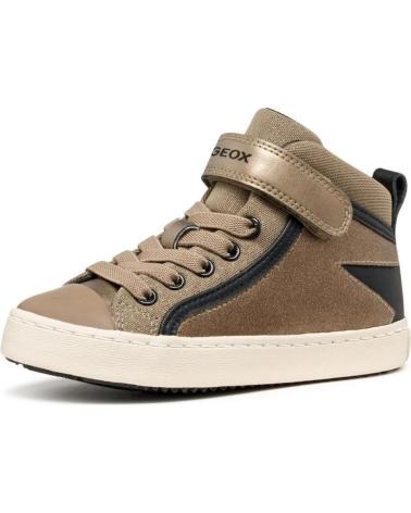 GEOX KALISPERA J C0533 - SNEAKERS ALTE CON ELASTICO E VELCRO, BRONZO-BEIGE C0533