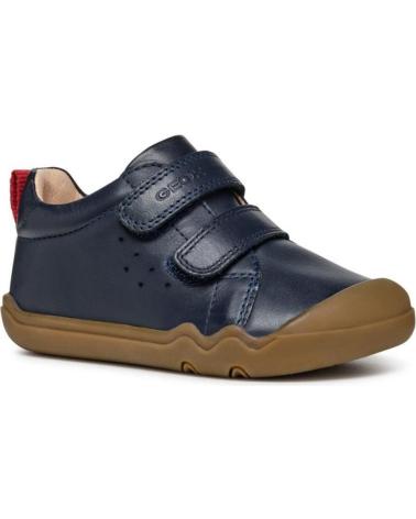 GEOX STEPPIEUP B465WA DEPORTIVAS DE PIEL CON DOBLE VELCRO PARA NIÑO, AZUL MARINO C4002 NAVY