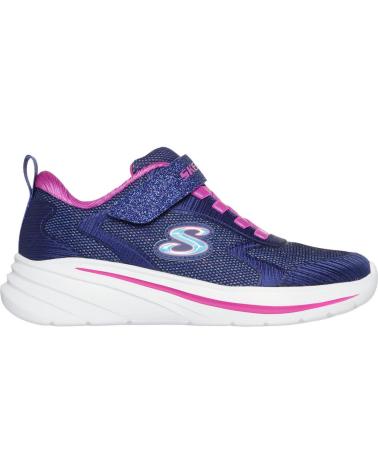 SCARPE SPORTIVE SKECHERS PER BAMBINA CON CHIUSURA ELASTICA E VELCRO - FUCSIA/BLU NAVY NAVY