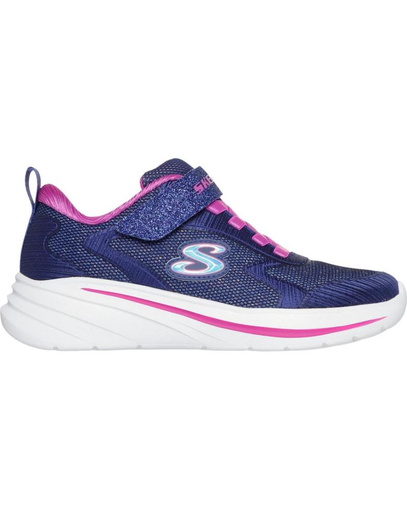 ZAPATILLAS DEPORTIVAS SKECHERS PARA NIÑA CON CIERRE ELÁSTICO Y VELCRO - FUCSIA/AZUL MARINO NAVY