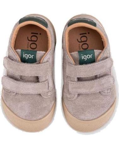 IGOR ZAPATO VELCROS SUEDE BAREFOOT TOPO