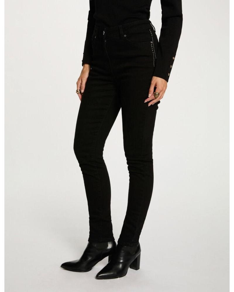 PANTALONI SKINNY MORGAN 252-PAVI NERI CON SPACCO SULL'ORLO NEGRO