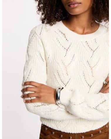 MORGAN PULLOVER 252-MAMA WEISS MIT ZOPFMUSTER BLANCO