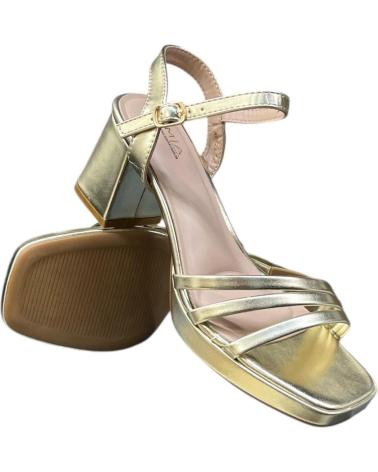 CALZADOMANIA SANDALO CON TACCO LARGO E FASCE DORATE ORO