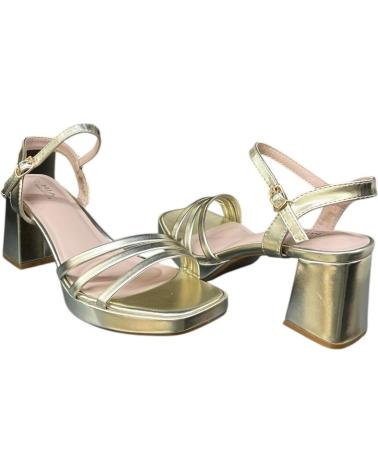 CALZADOMANIA SANDALO CON TACCO LARGO E FASCE DORATE ORO