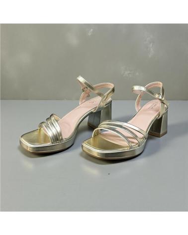 CALZADOMANIA SANDALO CON TACCO LARGO E FASCE DORATE ORO