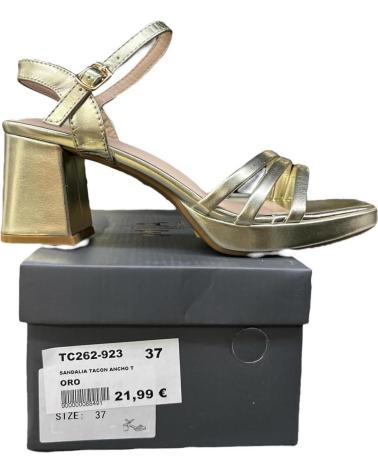 CALZADOMANIA SANDALO CON TACCO LARGO E FASCE DORATE ORO