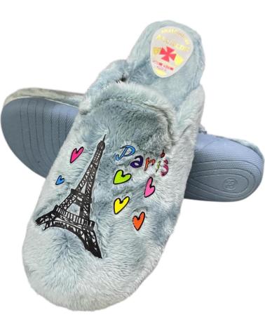 PANTOFOLE CALZADOMANIA PARIGI ACQUAMARINA TORRE EIFFEL E CUORI VERDE