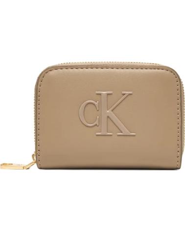 PORTAFOGLIO COMPATTO CALVIN KLEIN BOLD CK ZIP AROUND TORTORA TAUPE