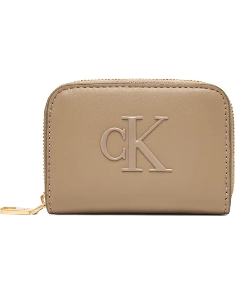 PORTAFOGLIO COMPATTO CALVIN KLEIN BOLD CK ZIP AROUND TORTORA TAUPE