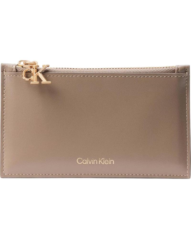 PORTACARTE CON CERNIERA CALVIN KLEIN CK ZIP CARDCASE 6CC TAUPE TAUPE