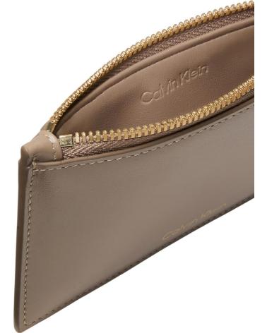 PORTACARTE CON CERNIERA CALVIN KLEIN CK ZIP CARDCASE 6CC TAUPE TAUPE