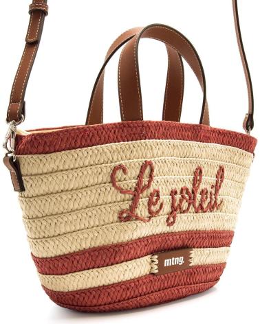 MTNG LILA UMHÄNGETASCHE AUS BAST UND KUNSTLEDER ROT ROJO