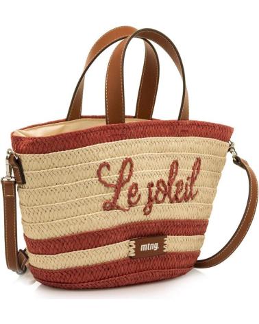 MTNG LILA UMHÄNGETASCHE AUS BAST UND KUNSTLEDER ROT ROJO