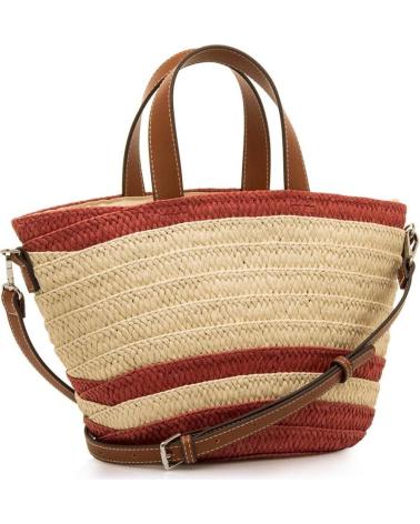 MTNG LILA UMHÄNGETASCHE AUS BAST UND KUNSTLEDER ROT ROJO