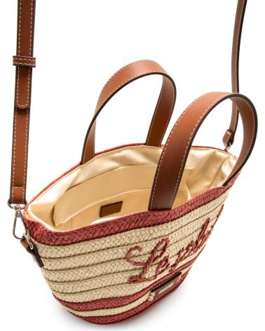 MTNG LILA UMHÄNGETASCHE AUS BAST UND KUNSTLEDER ROT ROJO