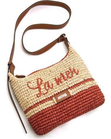 BOLSA A TIRACOLO MTNG LOMA EM RÁFIA E PELE SINTÉTICA MARROM MARRóN