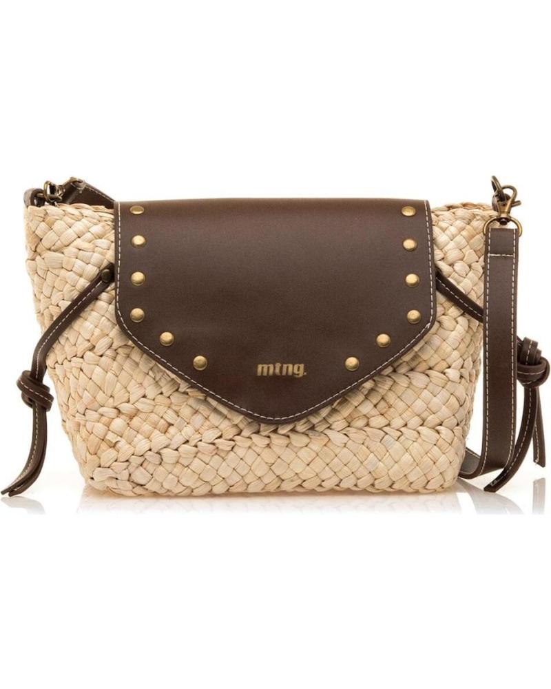 SAC BANDOULIÈRE MTNG PECEZ EN RAFIA AVEC RABAT MARRON ET CLOUS MARRóN