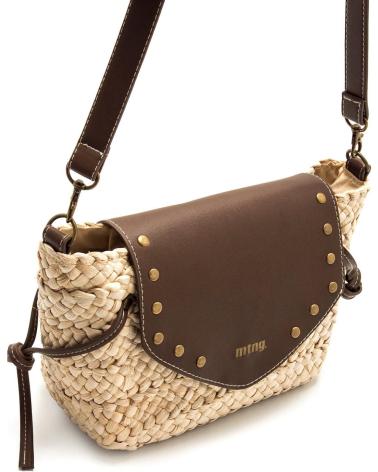 SAC BANDOULIÈRE MTNG PECEZ EN RAFIA AVEC RABAT MARRON ET CLOUS MARRóN