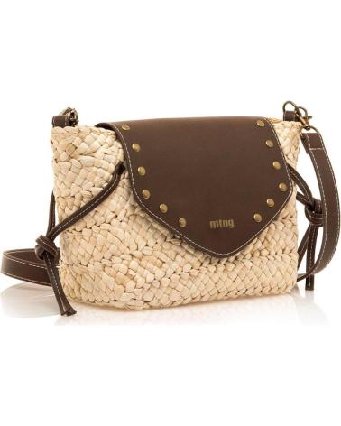 SAC BANDOULIÈRE MTNG PECEZ EN RAFIA AVEC RABAT MARRON ET CLOUS MARRóN