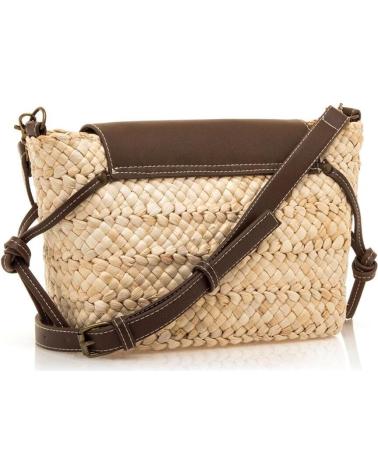 SAC BANDOULIÈRE MTNG PECEZ EN RAFIA AVEC RABAT MARRON ET CLOUS MARRóN