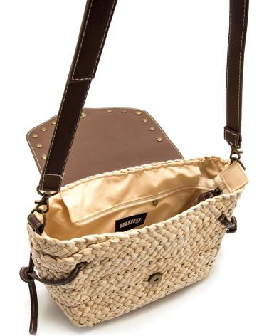 SAC BANDOULIÈRE MTNG PECEZ EN RAFIA AVEC RABAT MARRON ET CLOUS MARRóN