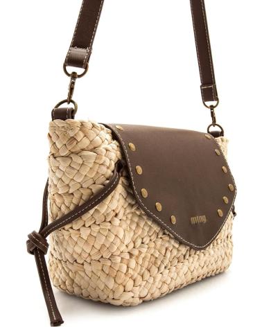 SAC BANDOULIÈRE MTNG PECEZ EN RAFIA AVEC RABAT MARRON ET CLOUS MARRóN