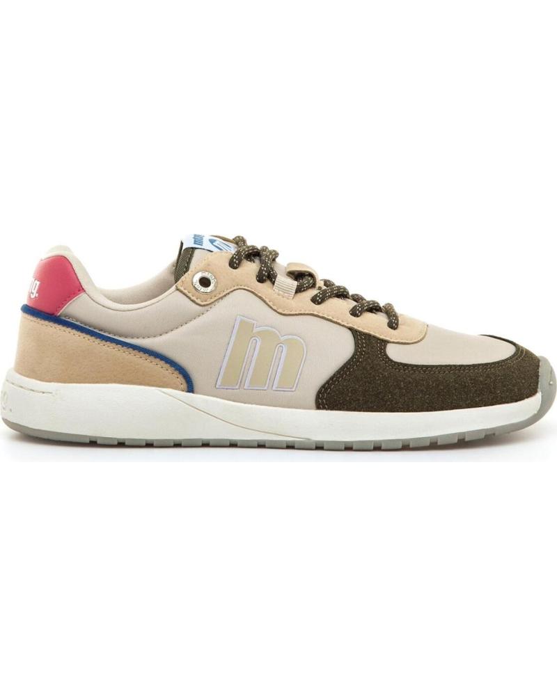 MTNG 60857 HERREN SNEAKER BEIGE UND KHAKI MIT GRÜNEN UND ROSA AKZENTEN VERDE
