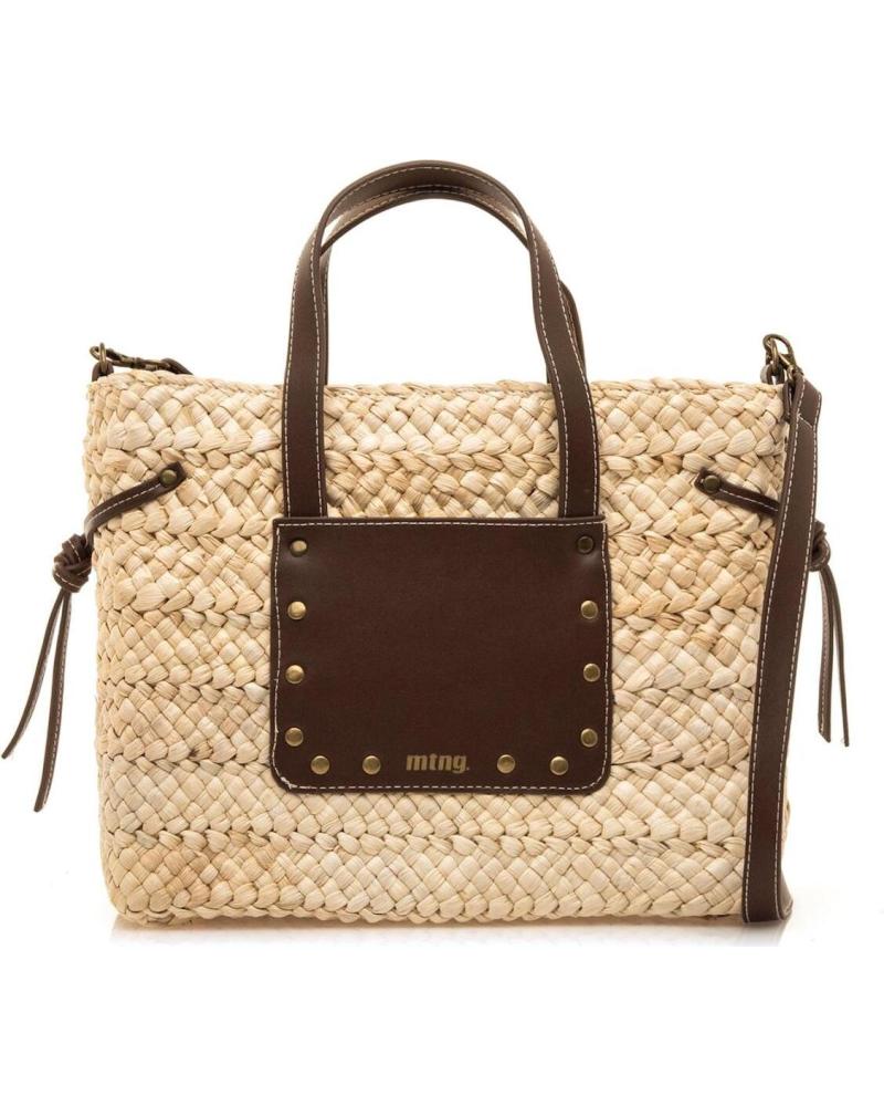 SAC BANDOULIÈRE MTNG POZO EN RAPHIA NATUREL ET DÉTAILS MARRON MARRóN