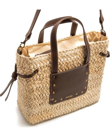 SAC BANDOULIÈRE MTNG POZO EN RAPHIA NATUREL ET DÉTAILS MARRON MARRóN
