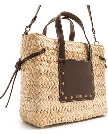 SAC BANDOULIÈRE MTNG POZO EN RAPHIA NATUREL ET DÉTAILS MARRON MARRóN