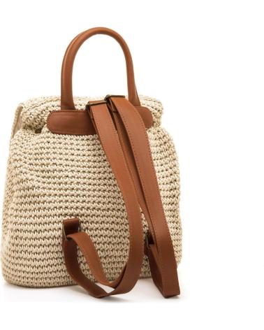 MTNG MIRTO BACKPACK BAG IN BEIGE RAFFIA WITH DRAWSTRING CLOSURE BEIGE