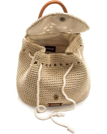 MTNG MIRTO BACKPACK BAG IN BEIGE RAFFIA WITH DRAWSTRING CLOSURE BEIGE