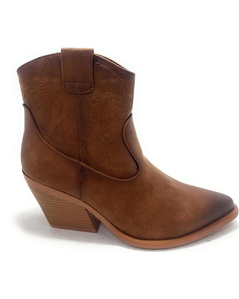 BOTÍN COWBOY LEONAL CON TACÓN GRABADO Y CREMALLERA MARRÓN MARRóN