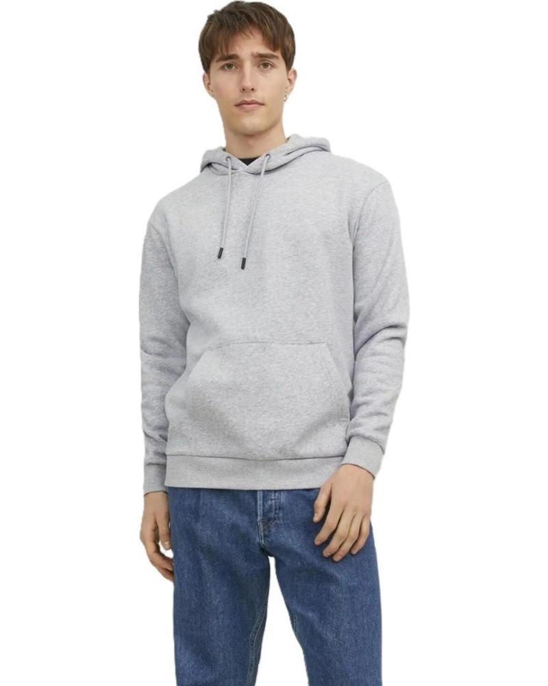 JACK AND JONES SUDADERA CON CAPUCHA JJEBRADLEY – CORTE RELAJADO Y TACTO S LIGHT GREY