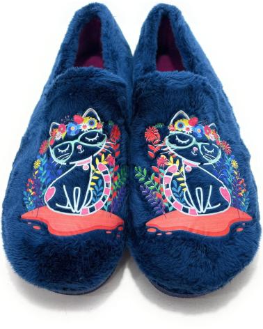 ALCALDE PANTOFOLE CHIUSE BLU CON DESIGN A GATTO AZUL