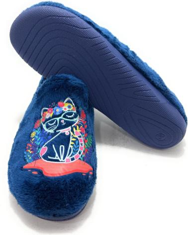 ALCALDE PANTOFOLE CHIUSE BLU CON DESIGN A GATTO AZUL