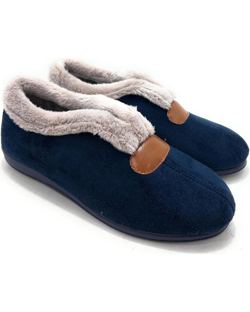 ALCALDE PANTOFOLE CHIUSE BLU CON COLLO DI PELLICCIA AZUL