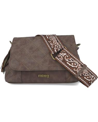 BORSA A TRACOLLA MTNG SAC3-C58836 MARRONE CON CINGHIA RICAMATA MARRON