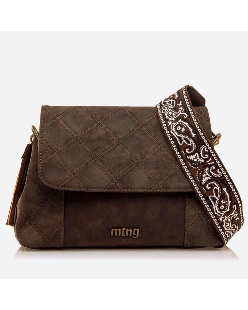 BORSA A TRACOLLA MTNG SAC3-C58836 MARRONE CON CINGHIA RICAMATA MARRON