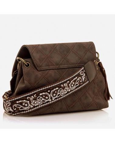 BORSA A TRACOLLA MTNG SAC3-C58836 MARRONE CON CINGHIA RICAMATA MARRON