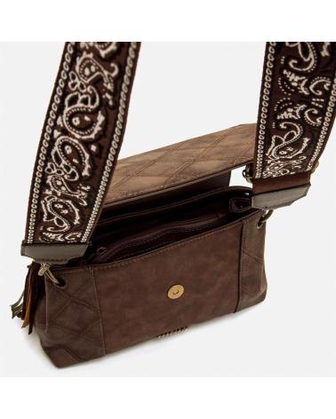 BORSA A TRACOLLA MTNG SAC3-C58836 MARRONE CON CINGHIA RICAMATA MARRON