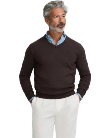 CAMISOLA MASCULINA SILBON GOLA V CASTANHO MODELO 133587 MARRóN