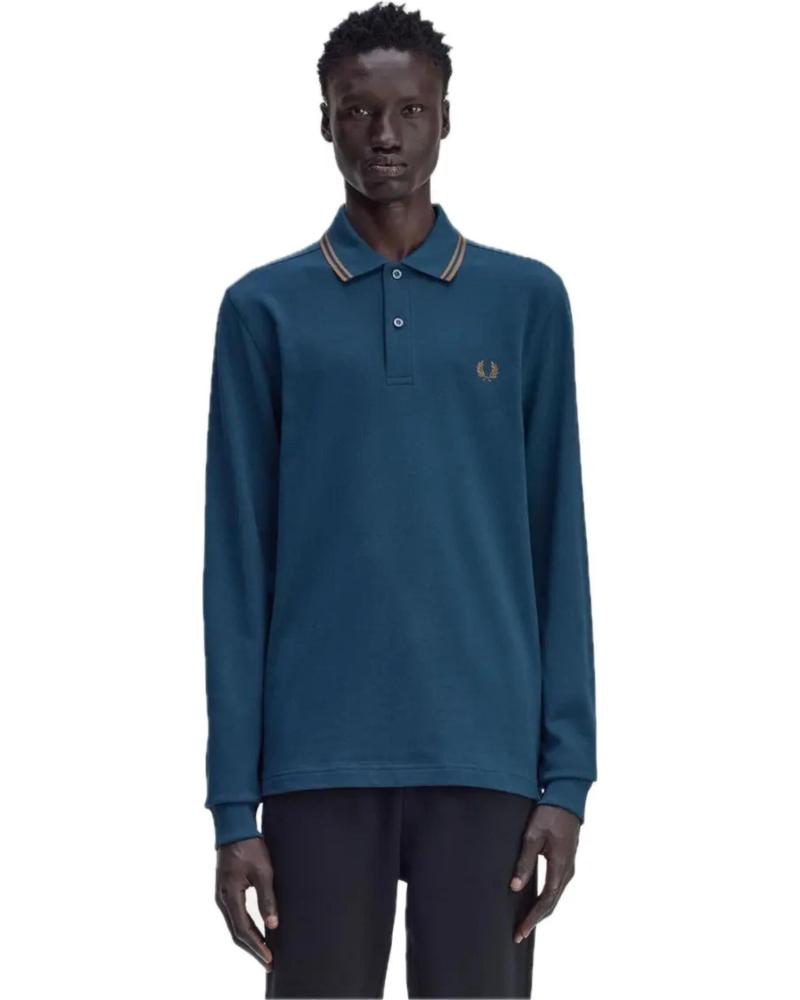 POLO MANCHES LONGUES FRED PERRY M3636 Z48 PÉTROLE NOIR NEGRO