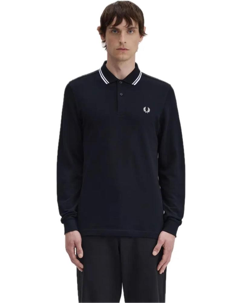 POLO MANCHES LONGUES FRED PERRY M3636 W54 NOIR NEGRO