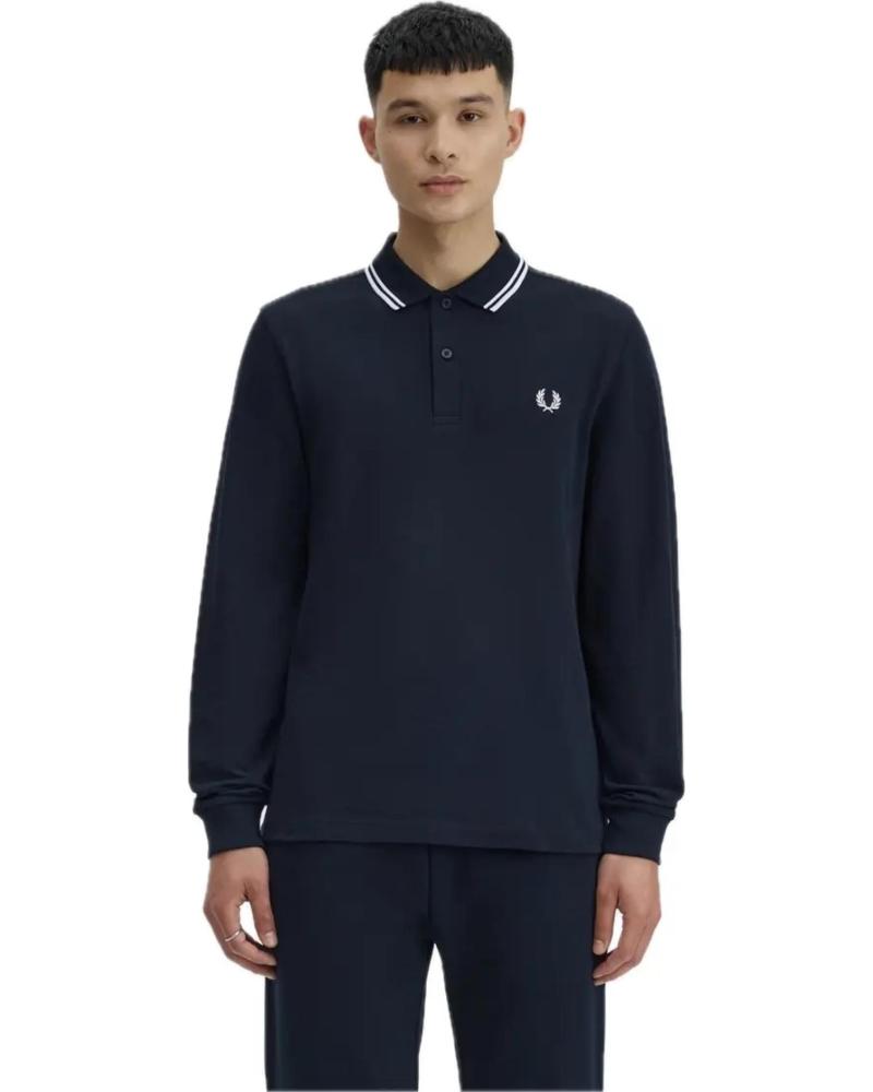 POLO À MANCHES LONGUES FRED PERRY M3636 T55 BLEU MARINE AZUL