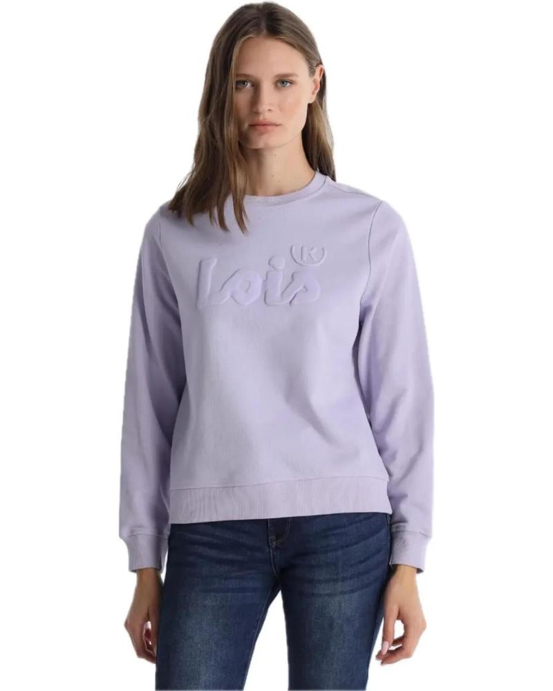 SWEATSHIRT LOIS JEANS MODÈLE 464792902 MAUVE VIOLET 536 AVEC LOGO BRODÉ MORADO