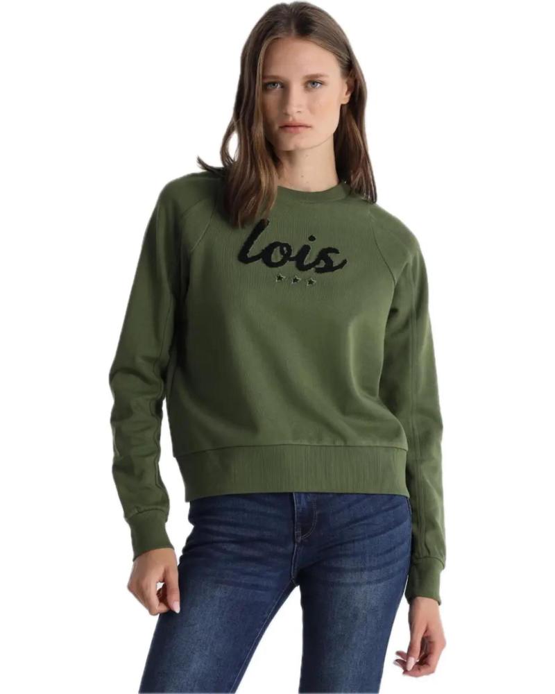 FELPA LOIS JEANS MODELLO 464722849 KAKI MARRONE 576 CON LOGO STAMPATO MARRóN