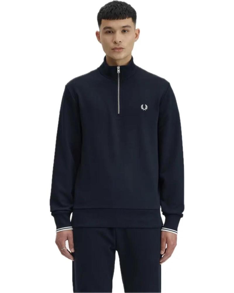 SWEATSHIRT ZIPPÉ FRED PERRY M3574 BLEU MARINE AZUL